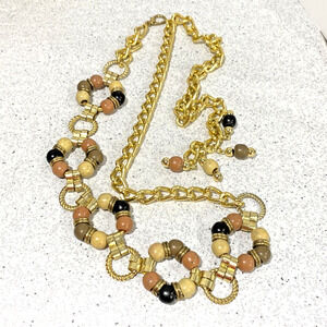 Gold Chain Belt Natural Stone Beads Beaded Adjustable Boho Hippie Chic Festival